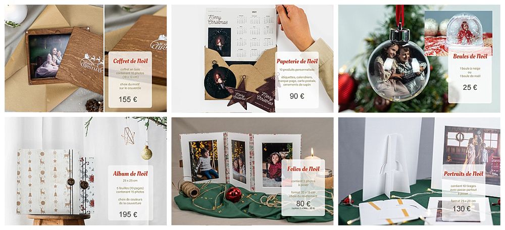 Exemples de produits photo à offrir pour Noël